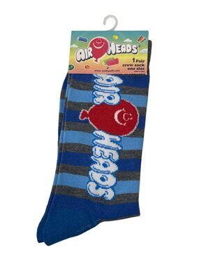 Airheads Blue Striped Candy Graphic Crew Socks Men’s Fun Novelty Gift